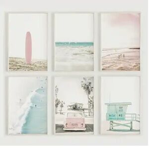 Set of 3 turquoise coastal lifeguard beach canvas posters 12 x 16